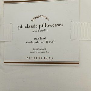 POTTERY BARN STANDARD PILLOWCASES 400 THREAD COUNT SET OF 2 NWT WHITE